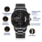 Engravable Chronograph Watch - Special Gift for Birthday, Anniversary - Beetno Store - Customizable Engraved Black Chronograph Watch, Customizable Engraved Black Chronograph Watch To Dad, E131T, Engravable Chronograph Watch, Jewelry, lx-P10125, MUST HAVES, NEWLY CURATED, P10125, PB24-WOOD, perfect gift for dad, perfect gift for Father’s Day, perfect gift for men, Personalize the watch back with an engraved name, personalized gift, PROD-1127572, PT-1497, TECH, TNM-2, USER-61358, Watch, Watch To Dad