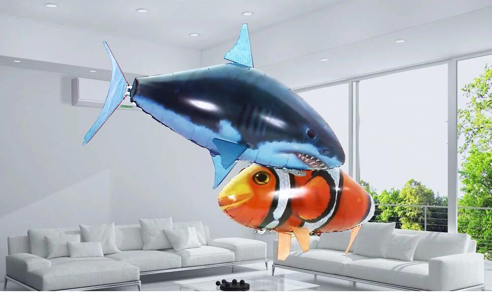 Remote Control Shark & Clownfish Toy - Air Swimming Fish