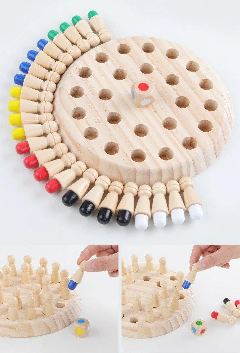 Wooden Colorful Memory Chess Game - Beetno Store - develop child's memory ability, develop elder memory ability, Educational Game, improve your memory ability, match puzzle board toy, TOYS, Wooden Colorful Memory Chess Game