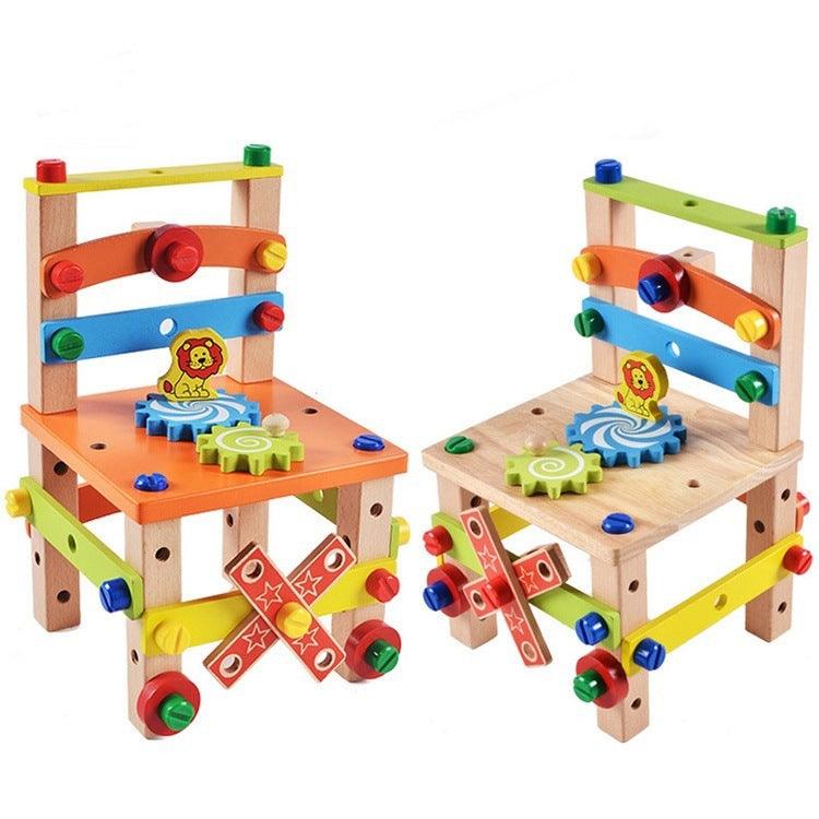 DIY Wooden Assembling Chair Toys - Beetno Store - 3d wooden puzzle, Children Educational Toys, creative wood puzzles, DIY Assembling Chair Toys, TOYS, Wooden Assembling Chair Toys, Wooden Multifunctional Assembling Chair Toy for Kid, wooden puzzle DIY, wooden puzzle toys, Wooden Puzzle Toys DIY