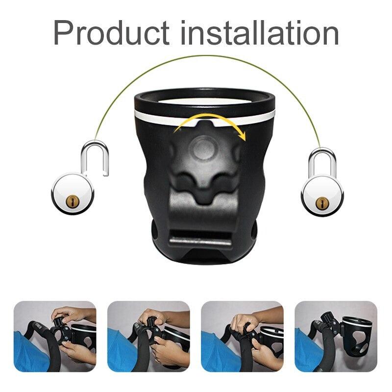 Stroller Cup Holder with Phone Holder - Beetno Store - best stroller cup holder, clip on cup holder for stroller, MUST HAVES, parent console for stroller, SAFETY & GEAR, stroller bottle holder, stroller cup holder, stroller cup holder attachment, Stroller Cup Holder with Phone Holder, stroller drink holder, under20, universal stroller cup holder