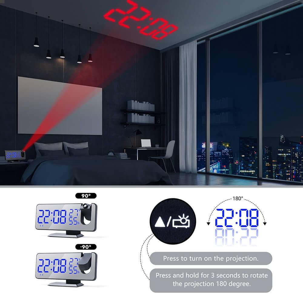 Digital Projection Alarm Radio Clock and Mirror - Beetno Store - alarm projection clock, Digital allarm clock, Digital Radio Alarm Clock, HOME & GARDEN, MUST HAVES, projection alarm clock radio, projection clock, Projection Clock used as a Mirror, Projection Digital Radio Alarm Clock, Projection Display and Dual Alarms, projector alarm clock, projects the time onto your wall or ceiling, Time Projector Alarm