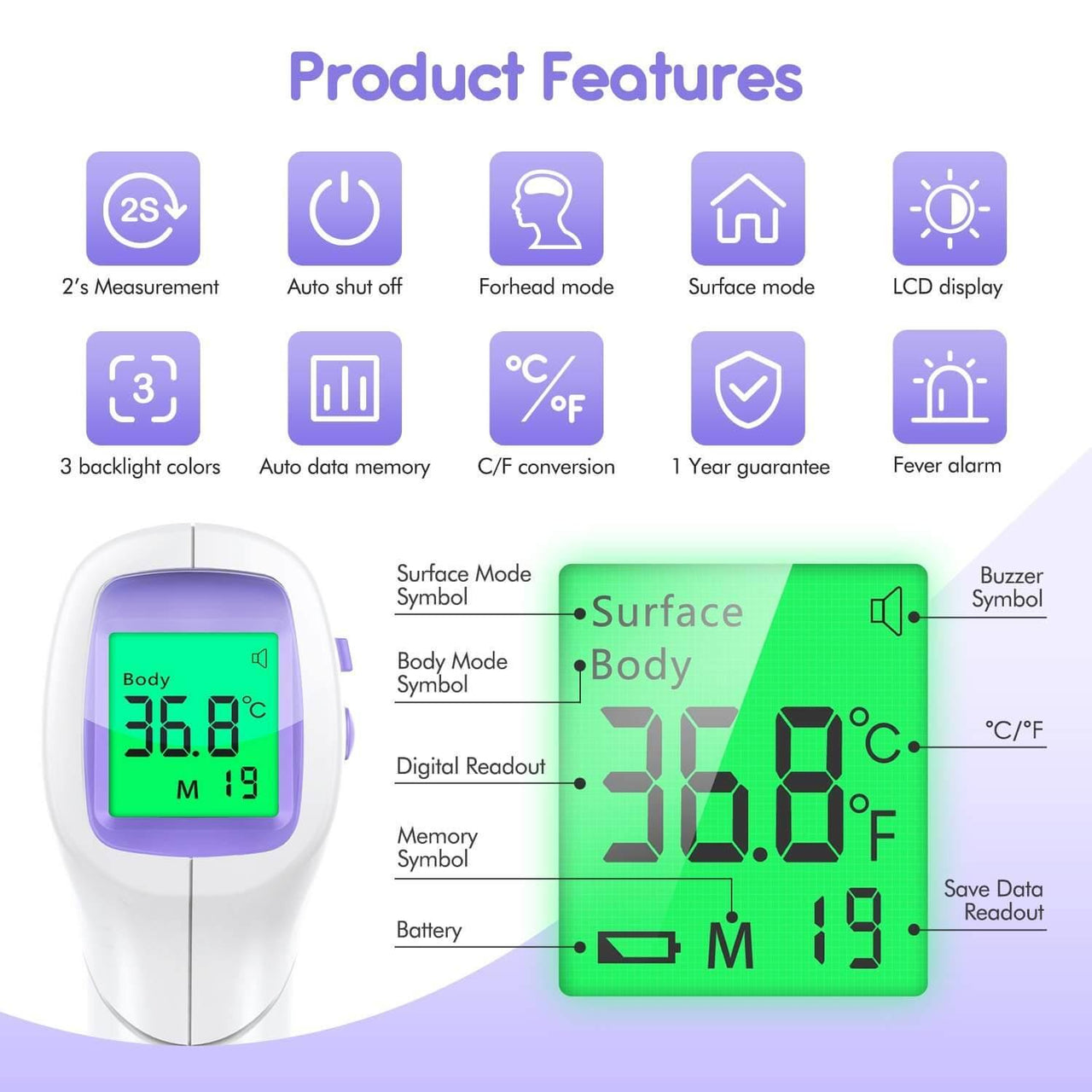 Baby Infrared Forehead or Surface Thermometer