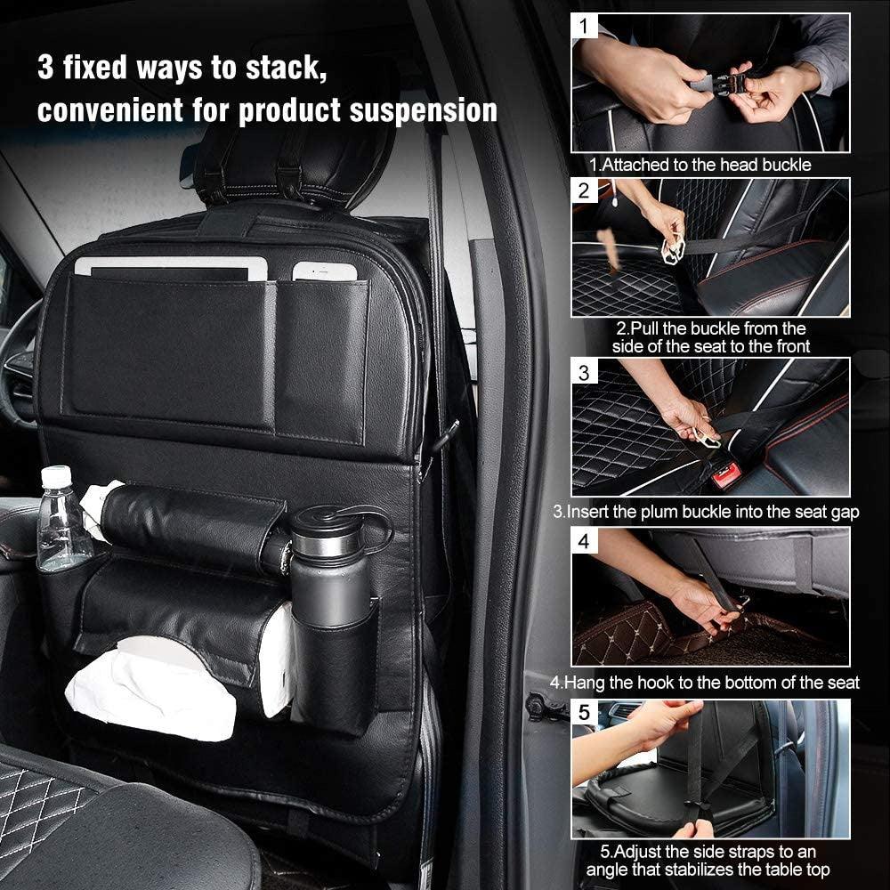 Car Back Seat Organizer Storage Bag with Foldable Table