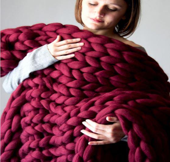 39.37''*47.24'' Large Chunky Knit Blankets, Hand Knitted Cozy Warm Giant  Yarn Throw Blankets 