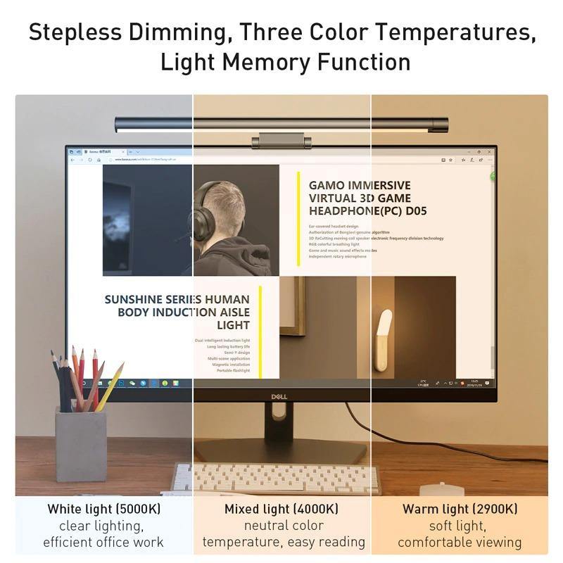 Monitor Light Screenbar - Beetno Store - clip led light lamp, computer desk light, desk lamp computer, desk light bar, Monitor Light Screen Bar, Monitor Light Screenbar, NEWLY CURATED, Screen LED Light Bar, Screenbar On Top Of The Monitor, USB desktop lamp, WORKING